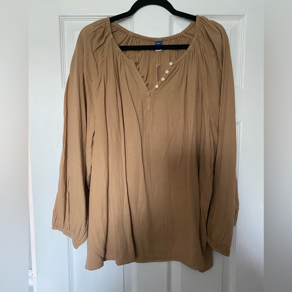 Old Navy Women's Brown Blouse with Button Accents